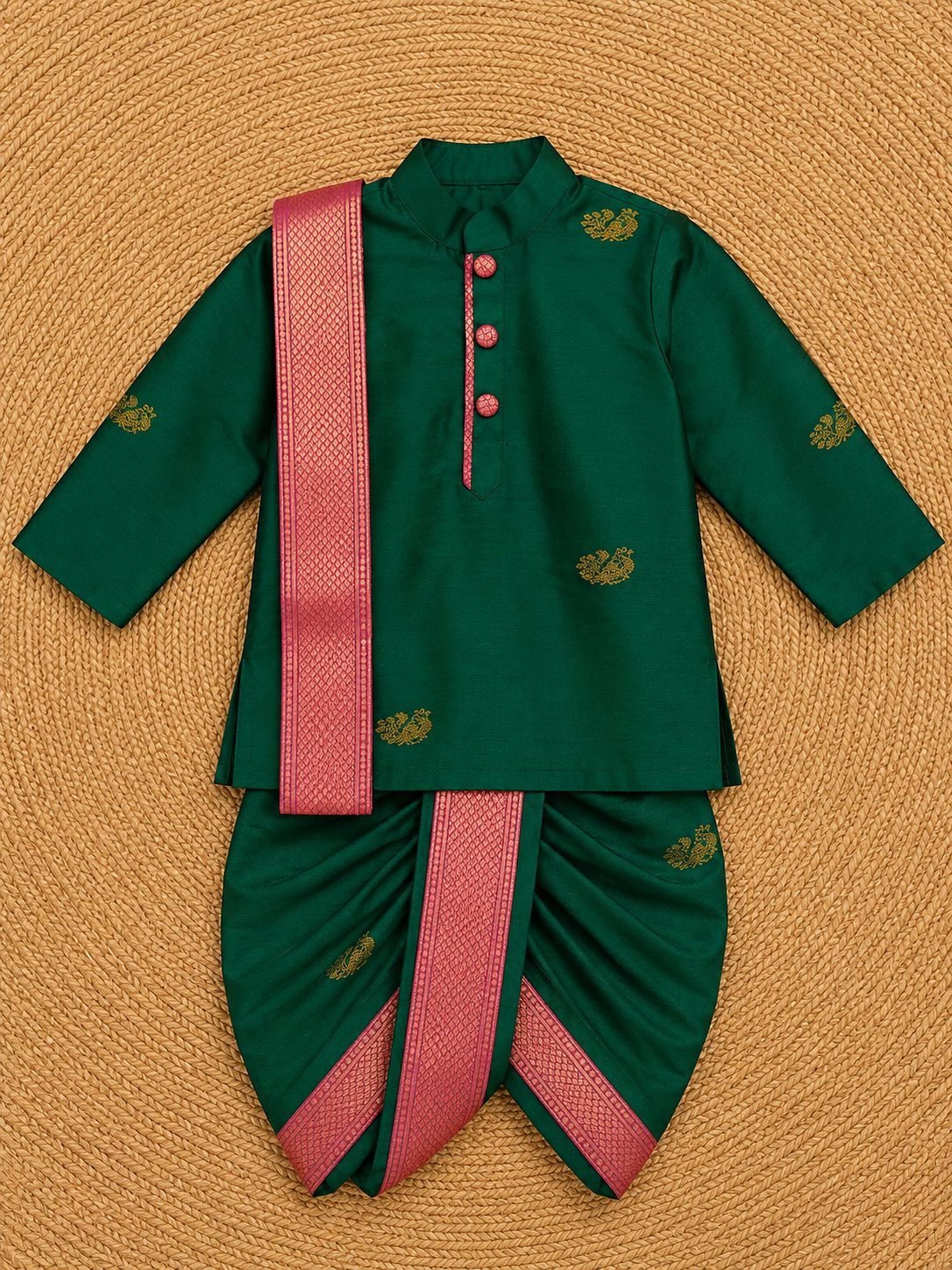 Ethnic Dhoti Kurta Set - Green&pink
