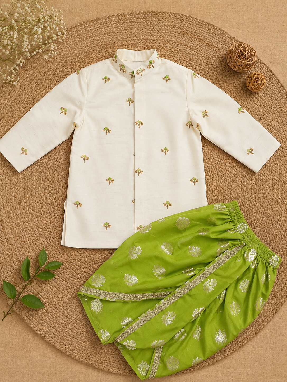 Classic Pista Kurta Dhoti Set