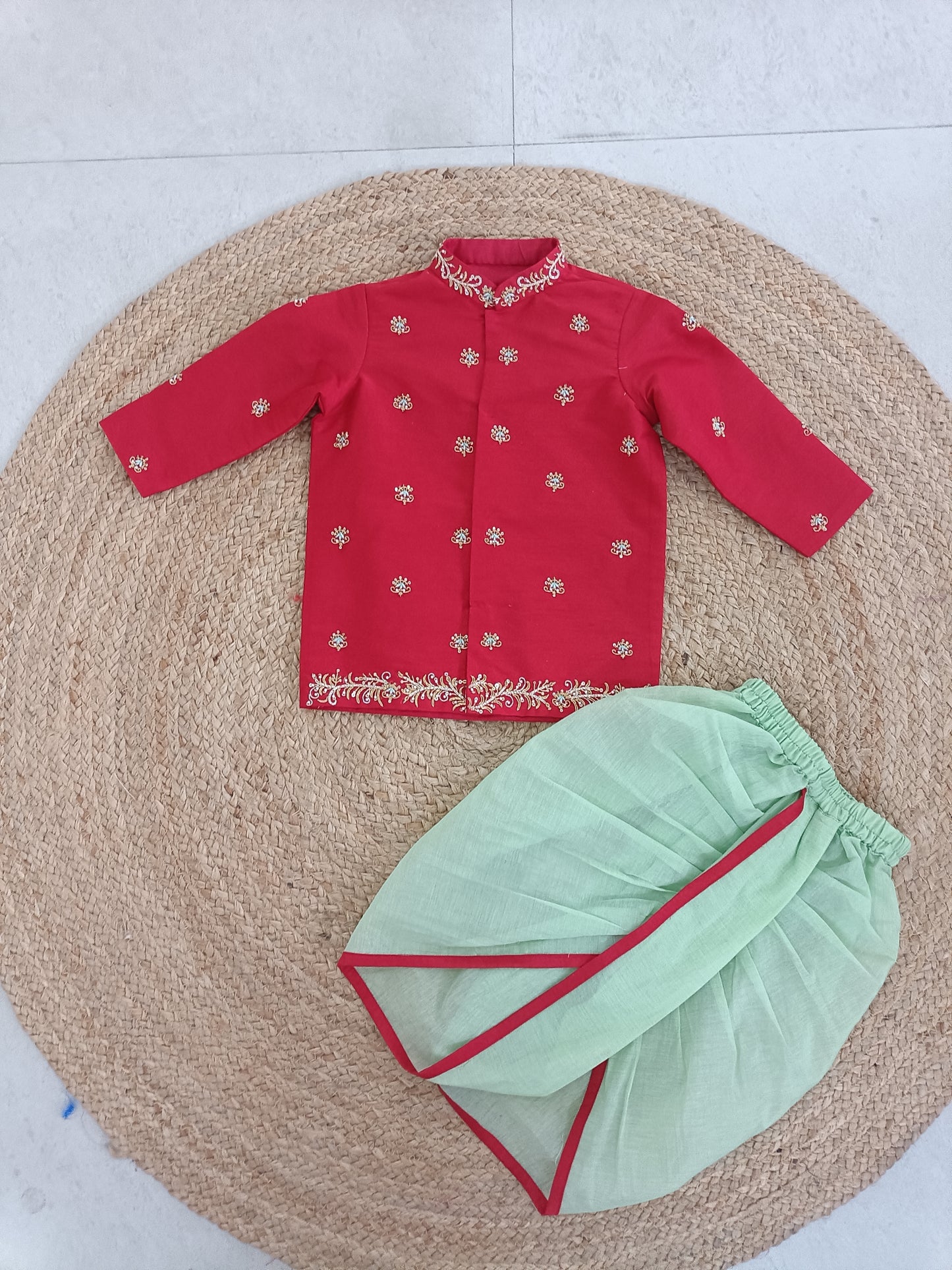 Festive Red Dhoti Set