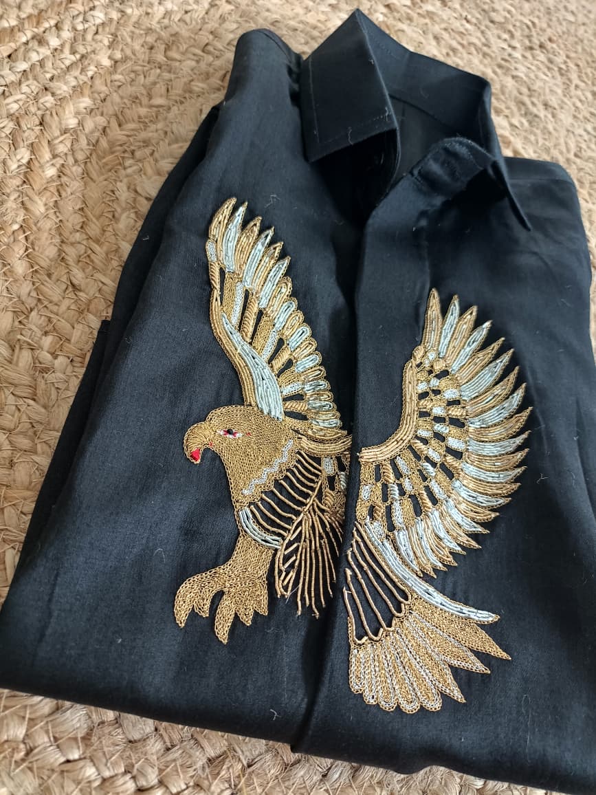 Black Eagle Embroidery Shirt