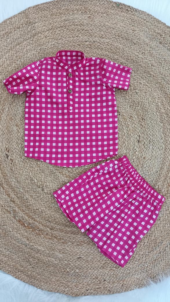 Little Checks Co-ord Set-Pink