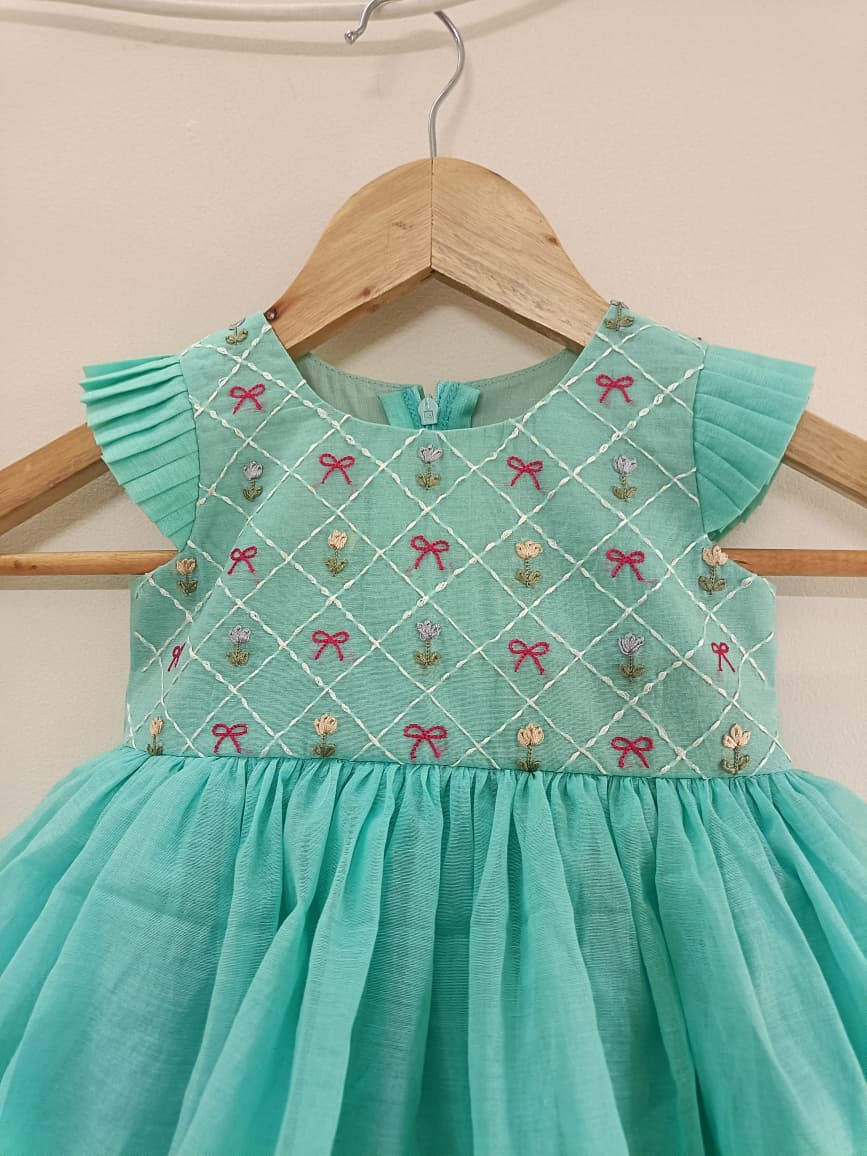 Aqua Bow Bloom Frock