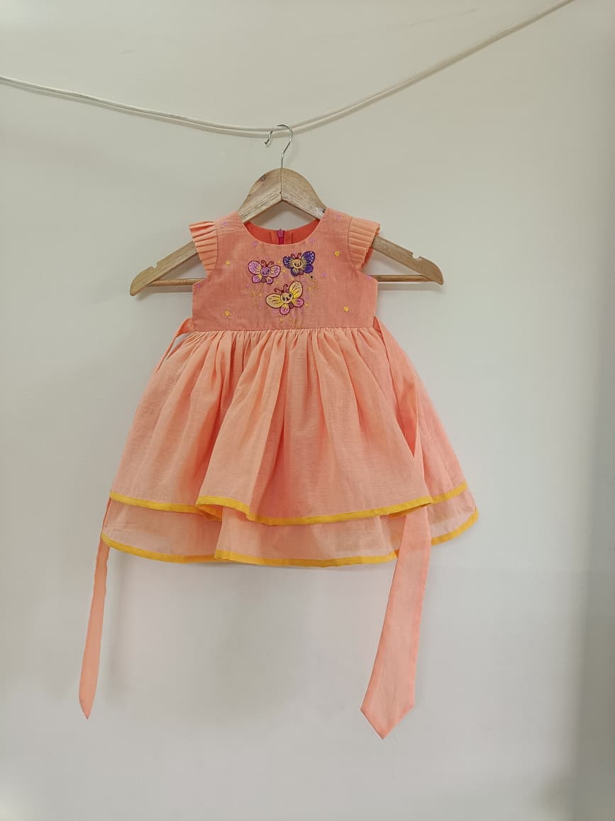 Peach Butterfly Bloom Frock