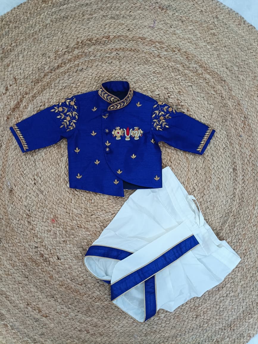 Royal Blue Namam Dhoti Set