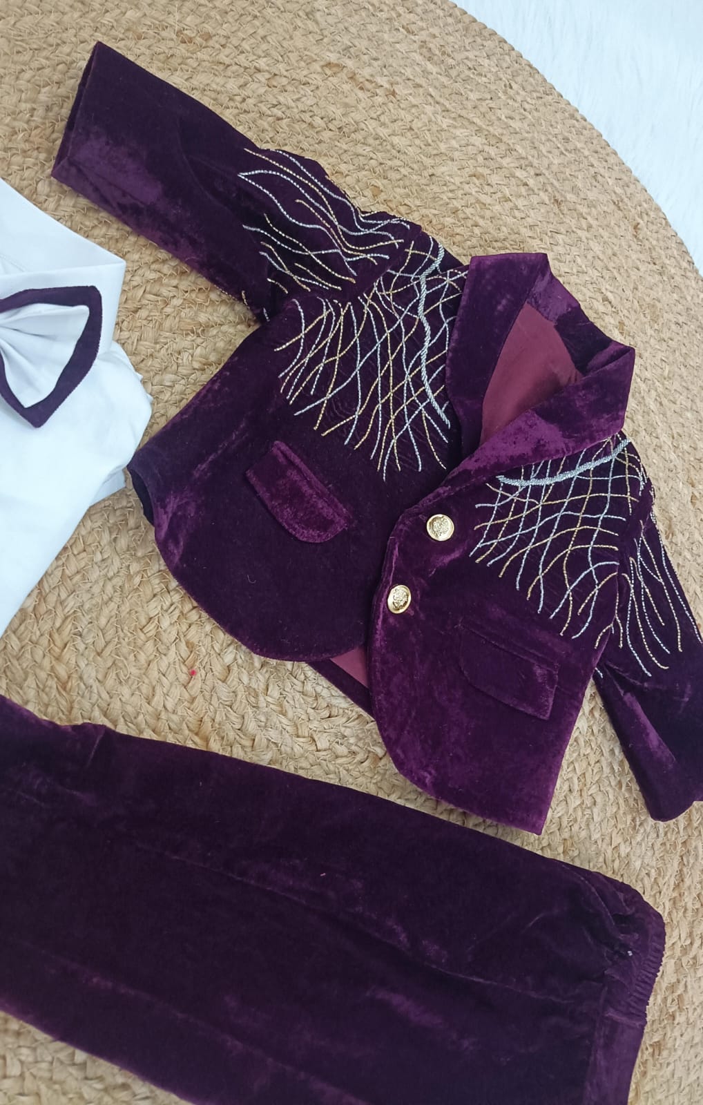 Purple Velvet Blazer Set