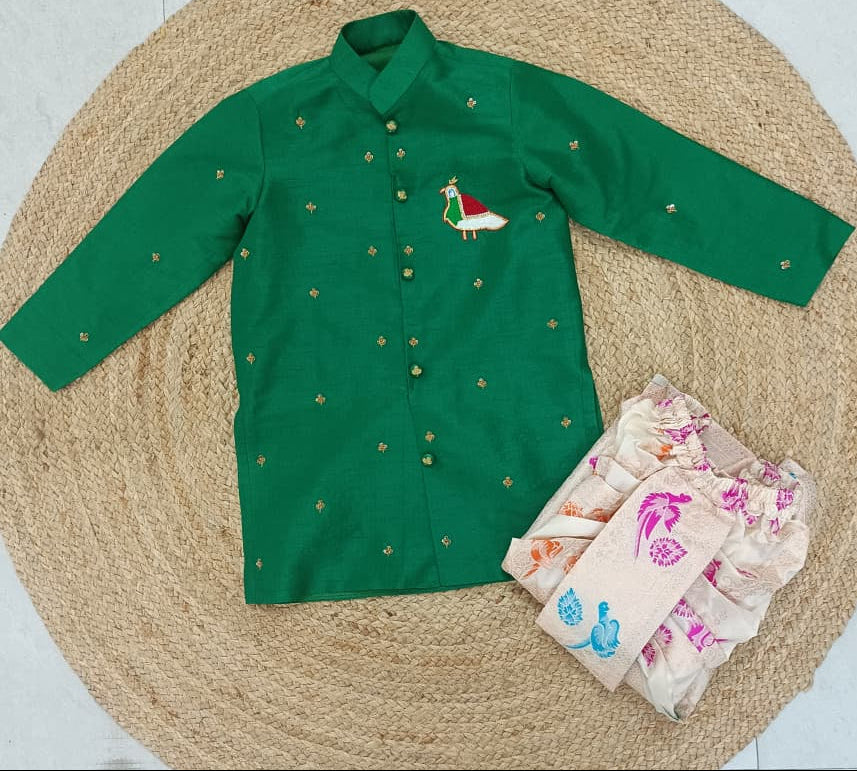 Festive Bird Dhoti Set