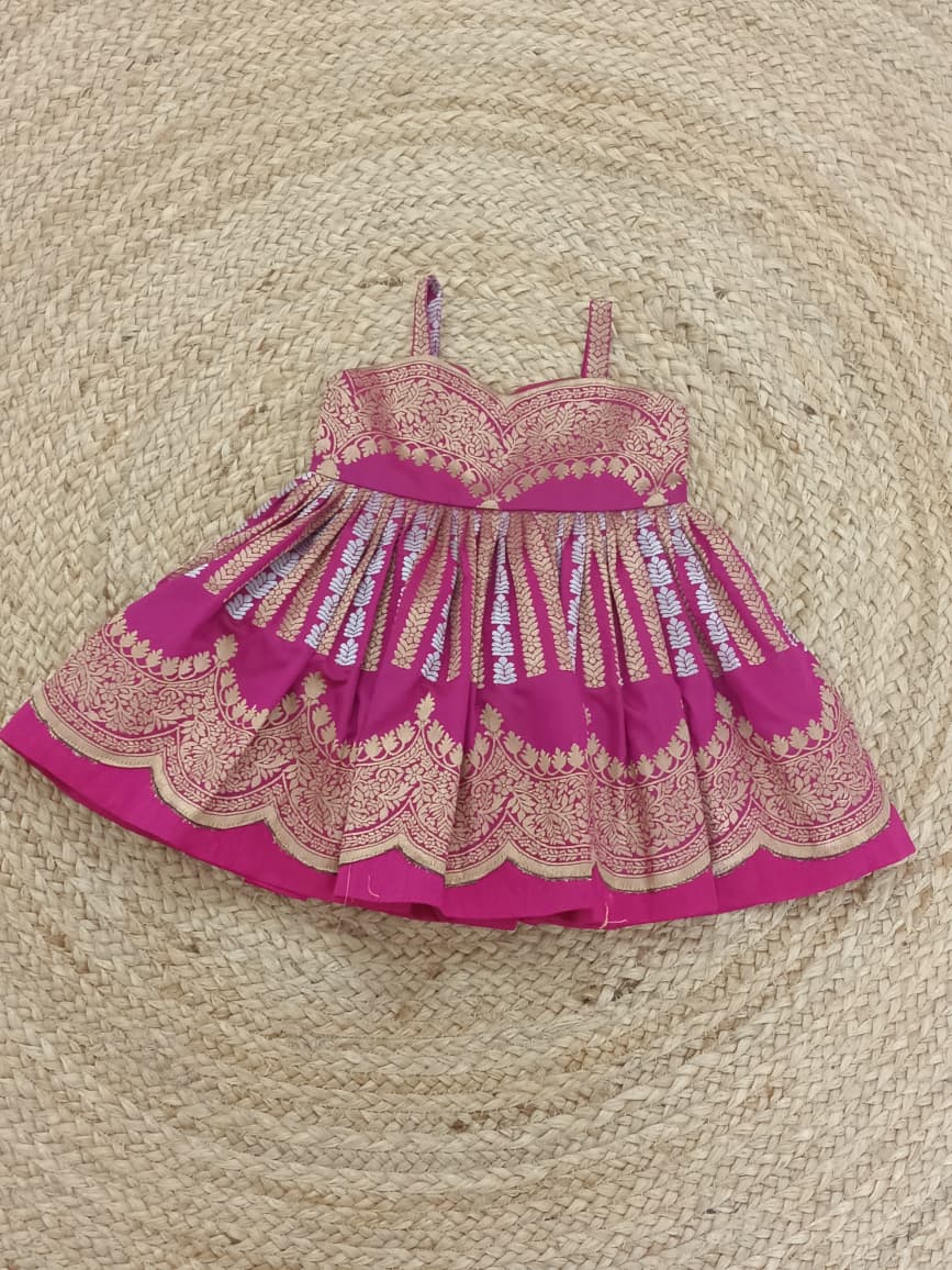 Little Banarasi Frock - Pink