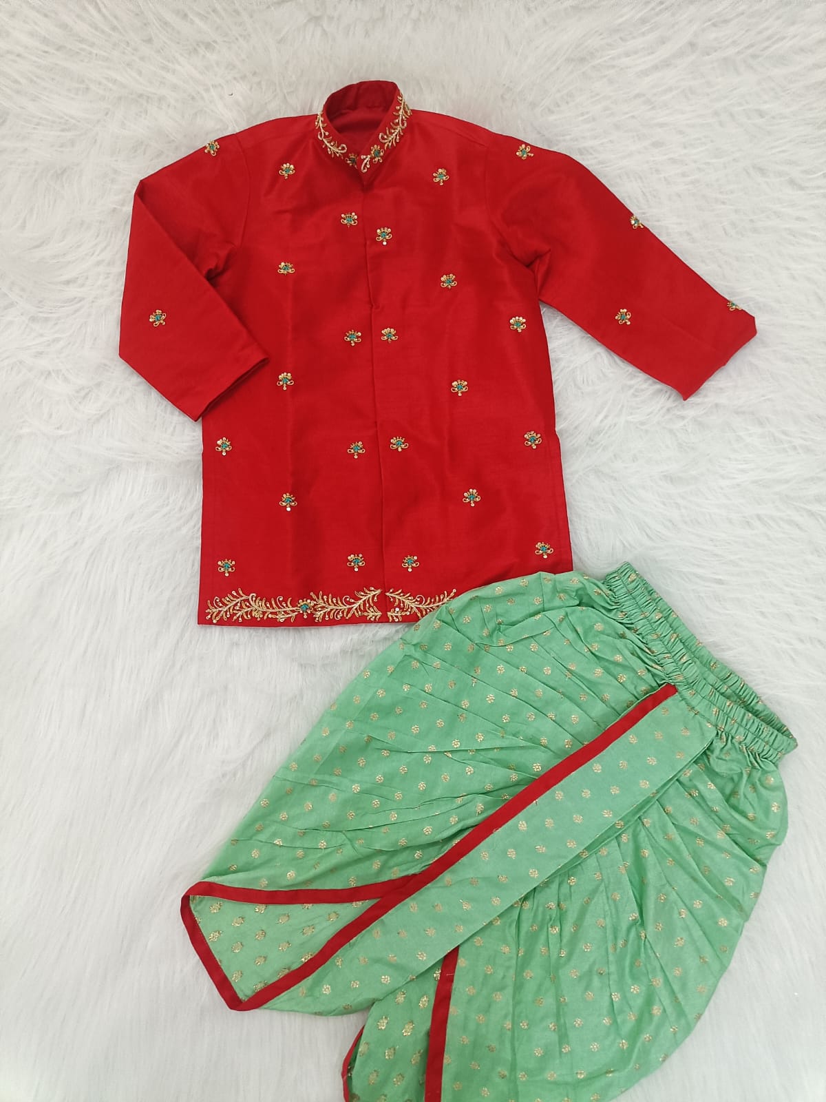 Festive Red Dhoti Set