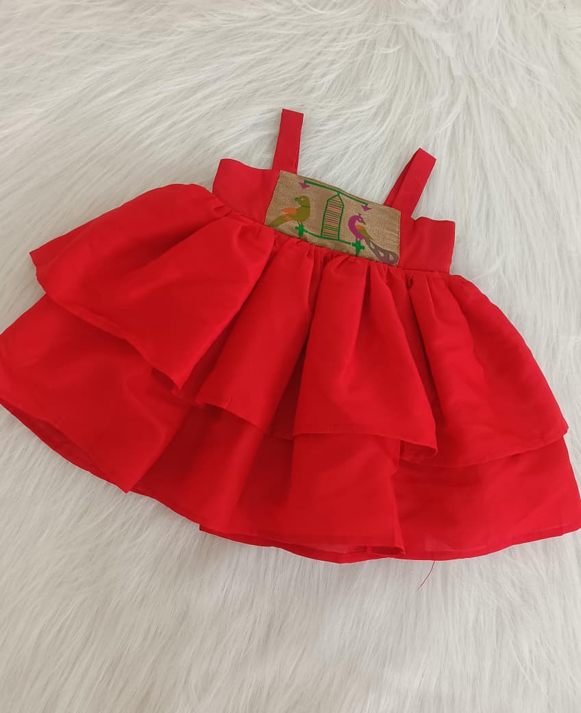 Paithani Short Frock - Red