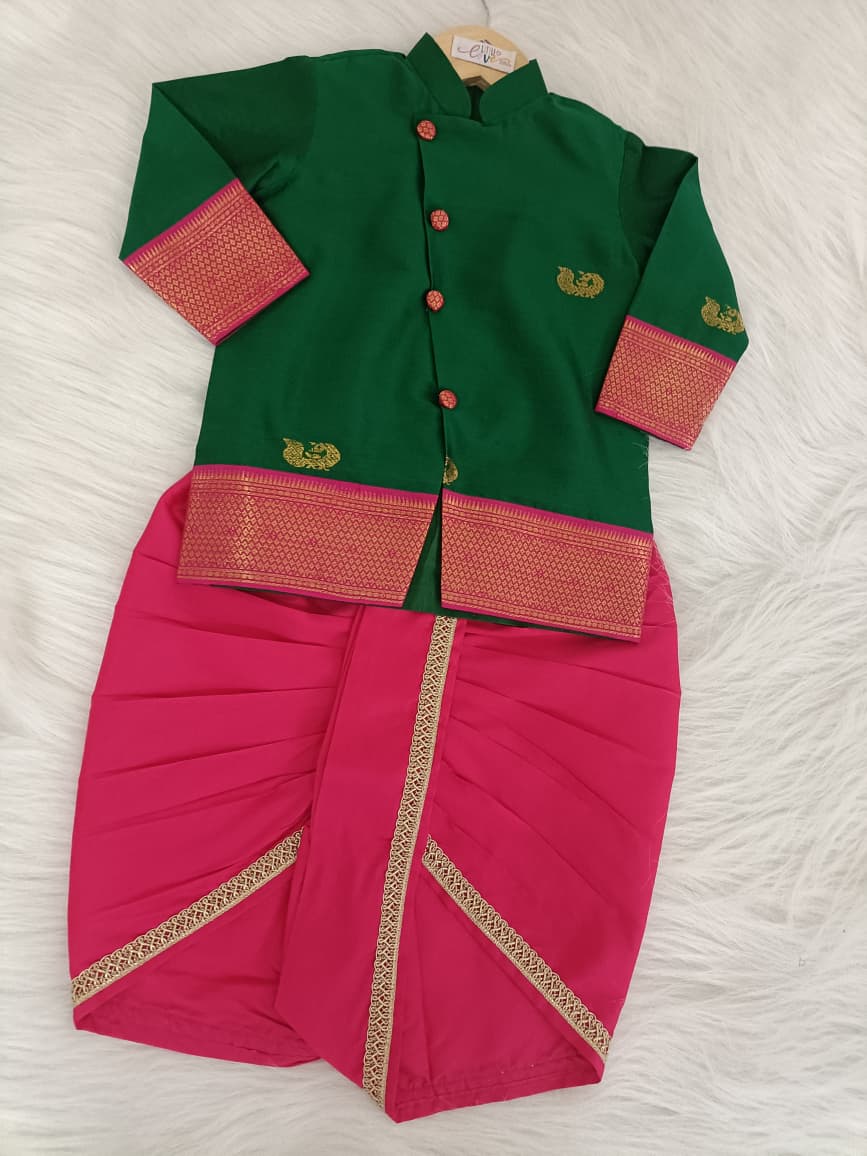 Heritage Dhoti Set - Dark Green