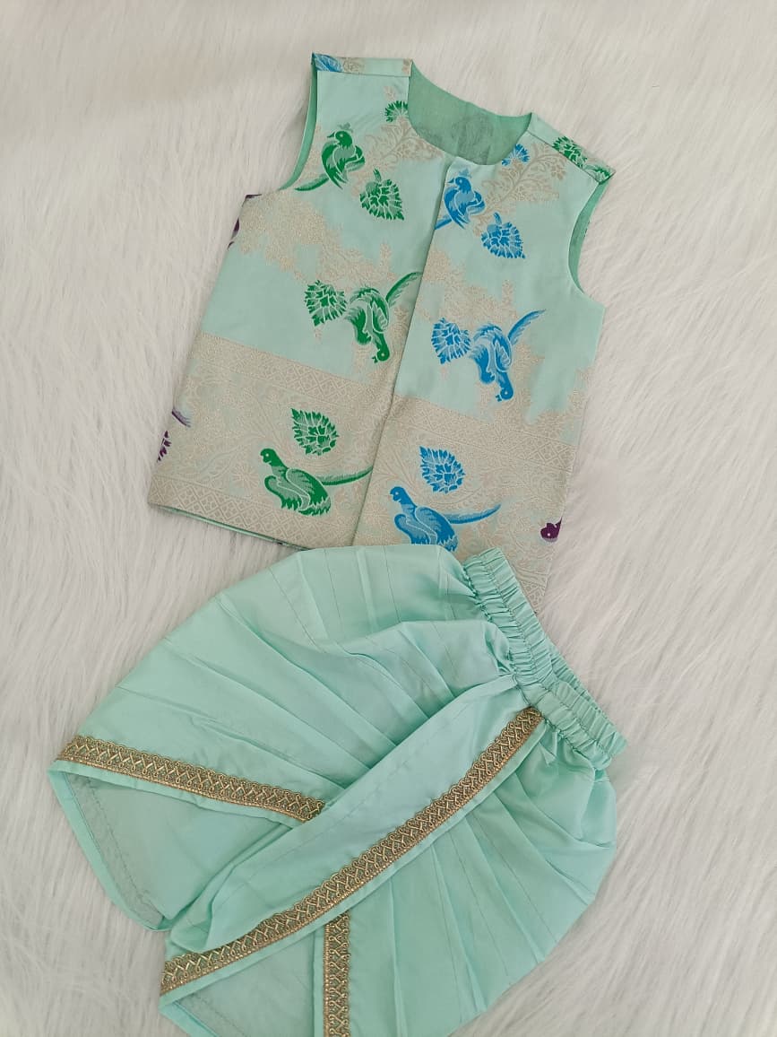 Classic Banarasi Dhoti Set - Pastel Mint