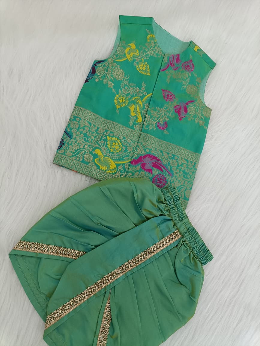 Classic Banarasi Dhoti Set - Teal Green