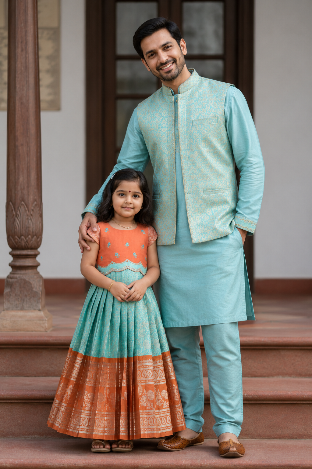 Kanjeevaram Duo F&D Set - Aqua Blue