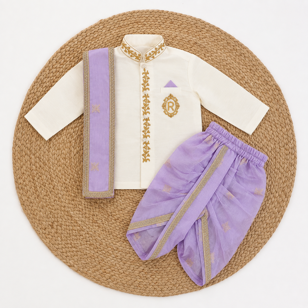 Lavender Kurta Dhoti Set