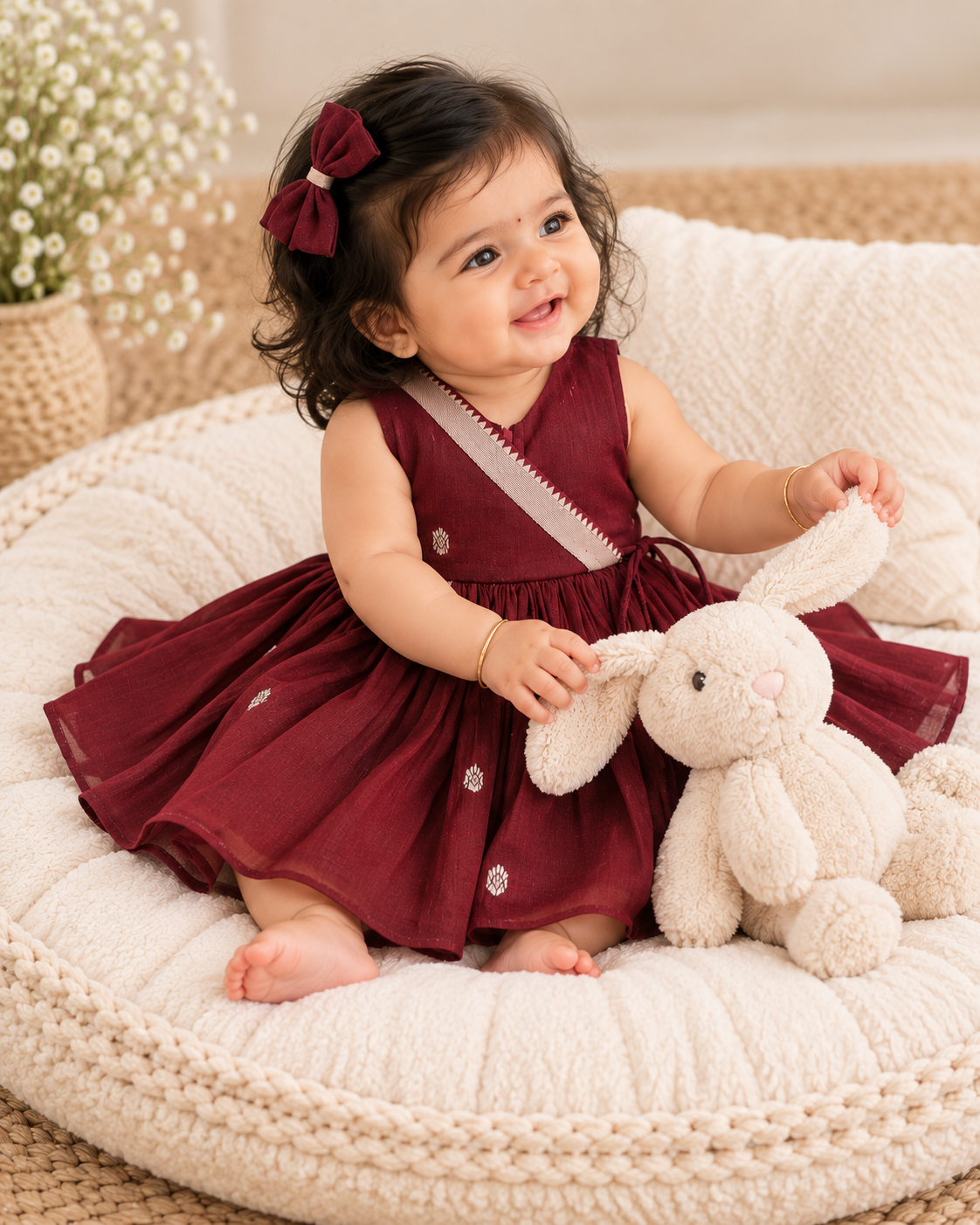Narayanpet Cotton Frock - Maroon
