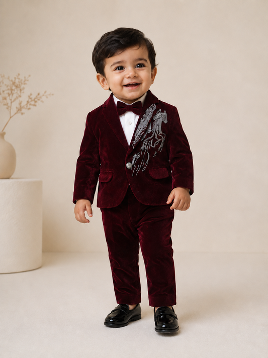 Horse Blazer Set – Wine