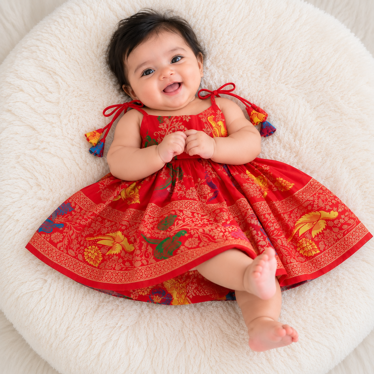 Classic Banarasi Frock - Red