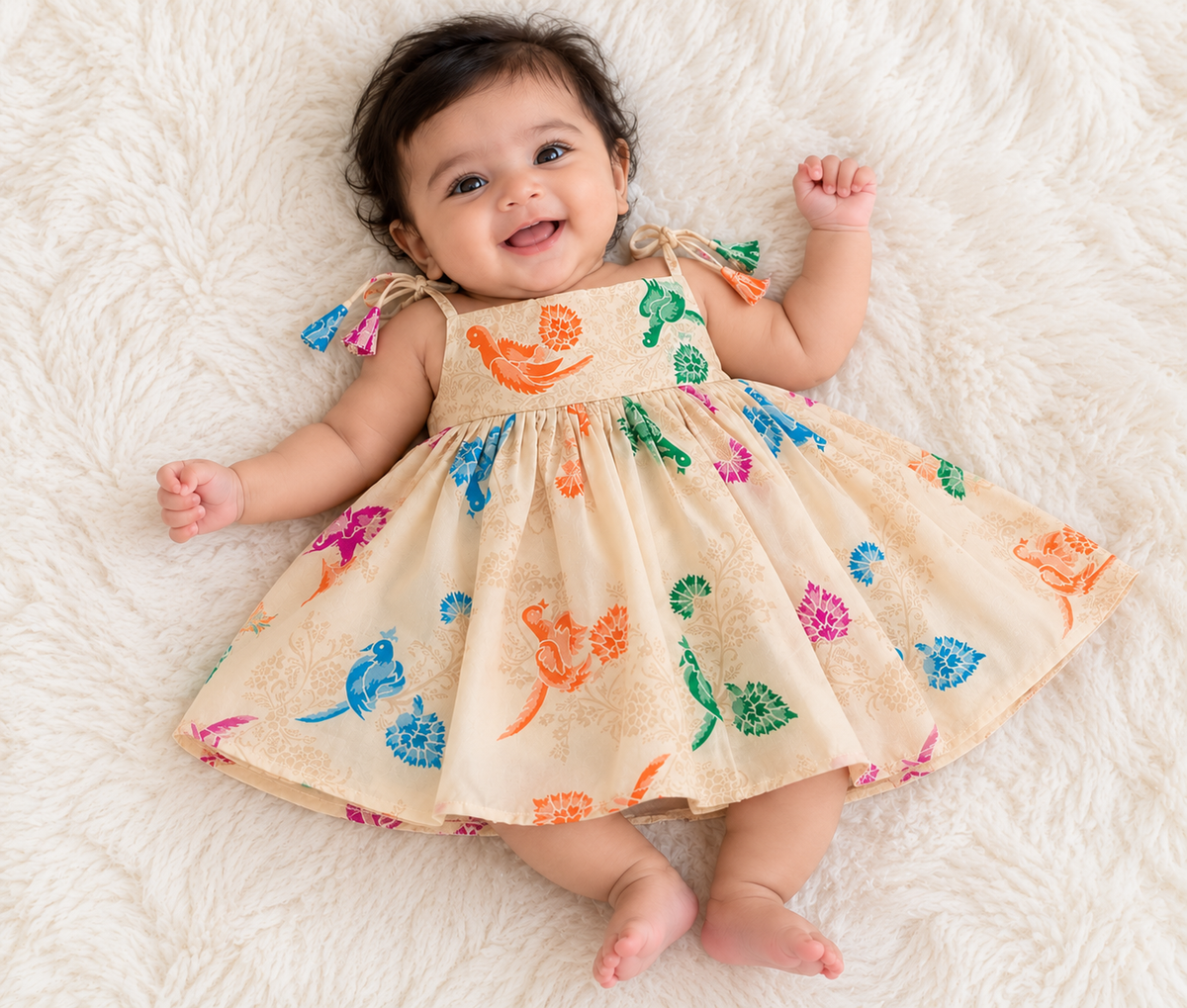Classic Banarasi Frock - Cream