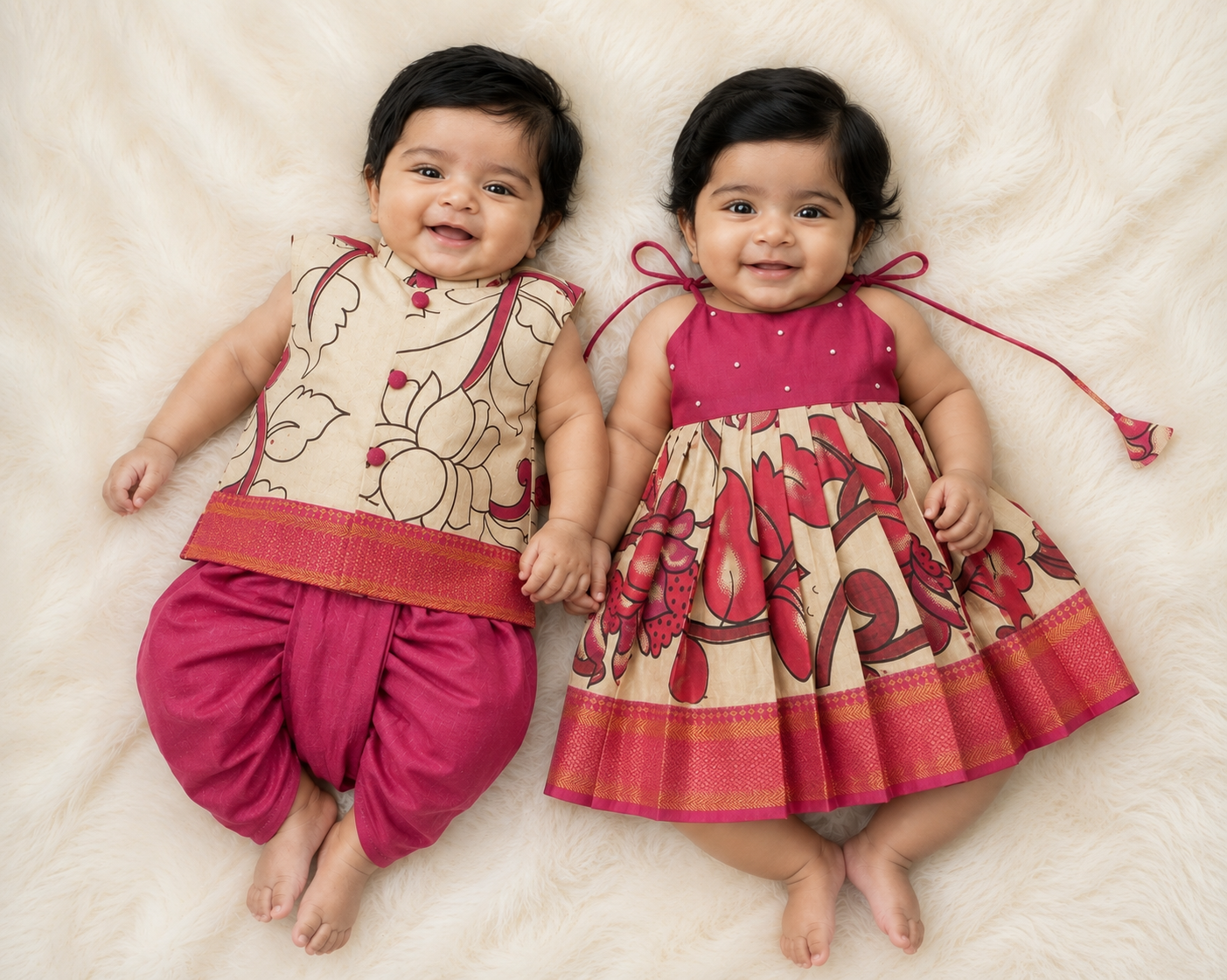 Kalamkari Sibiling Set - Pink
