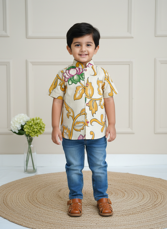 Kalamkari shirt-yellow