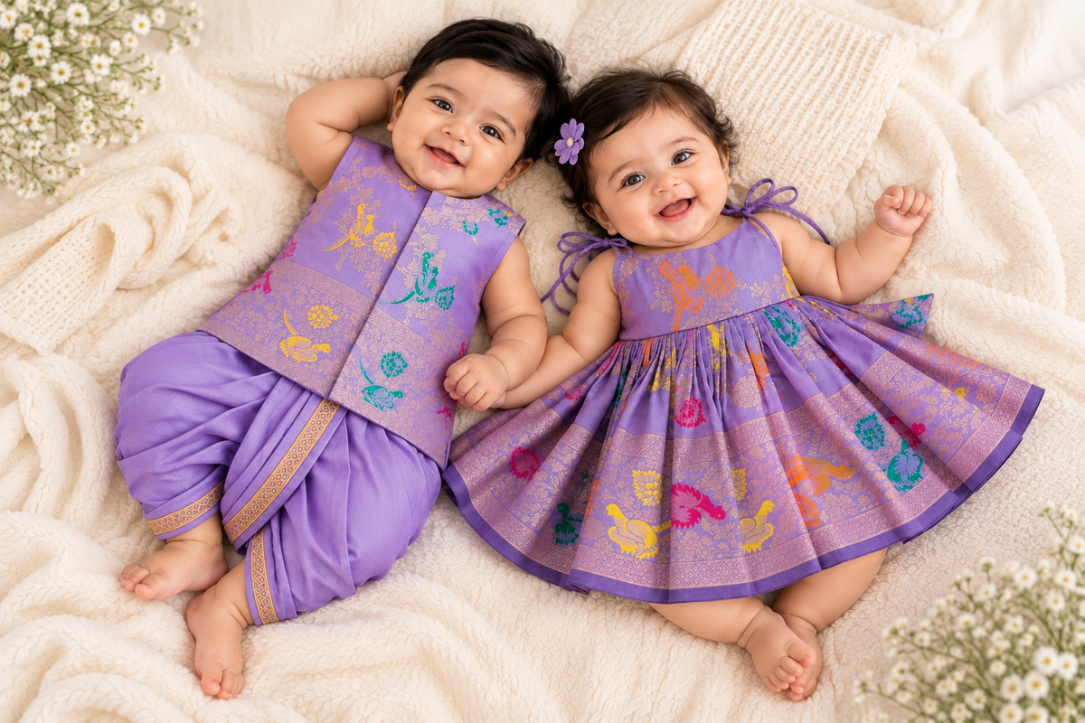 Classic Banarasi Sibiling set - Lavender