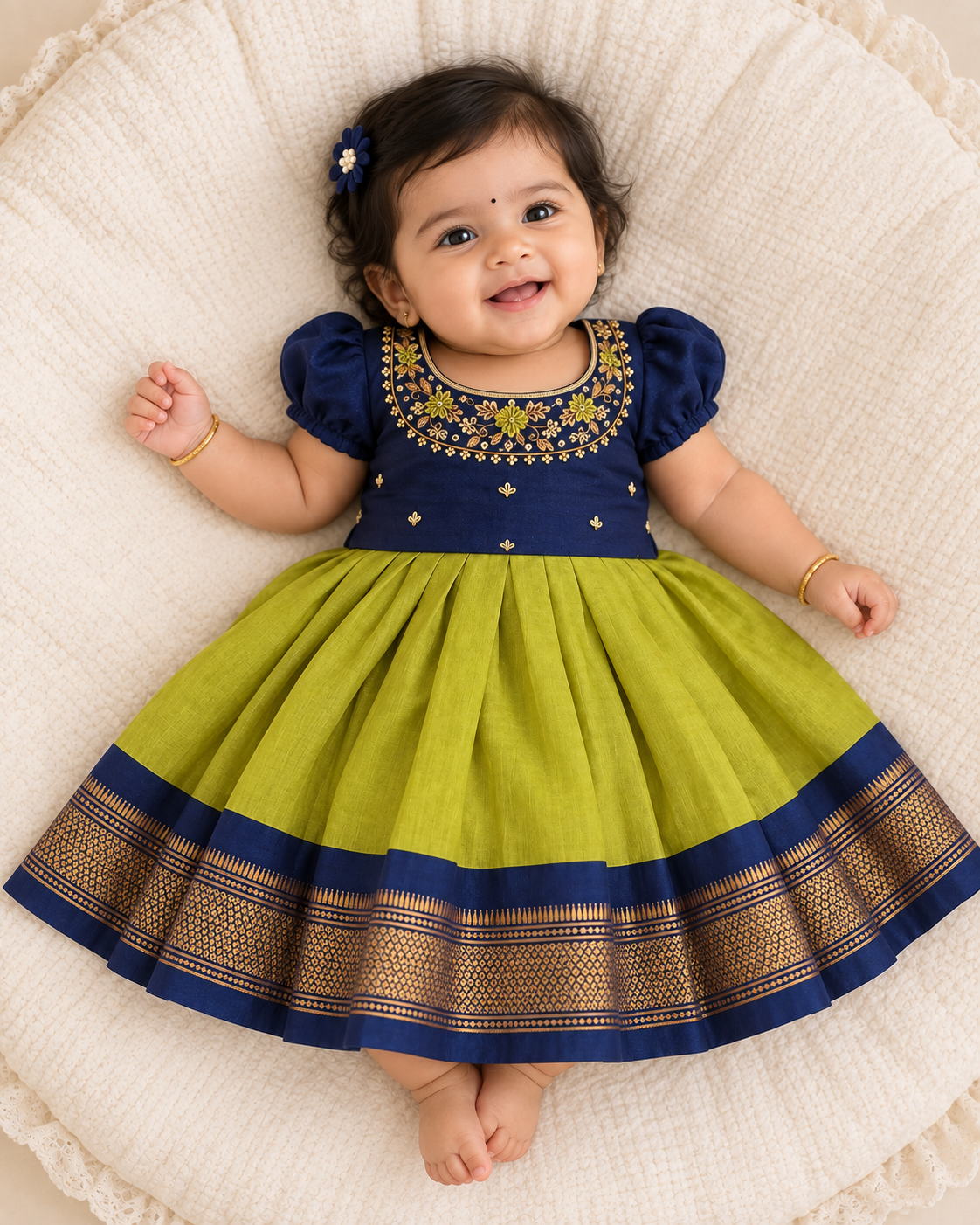 Lime Green Butti Frock