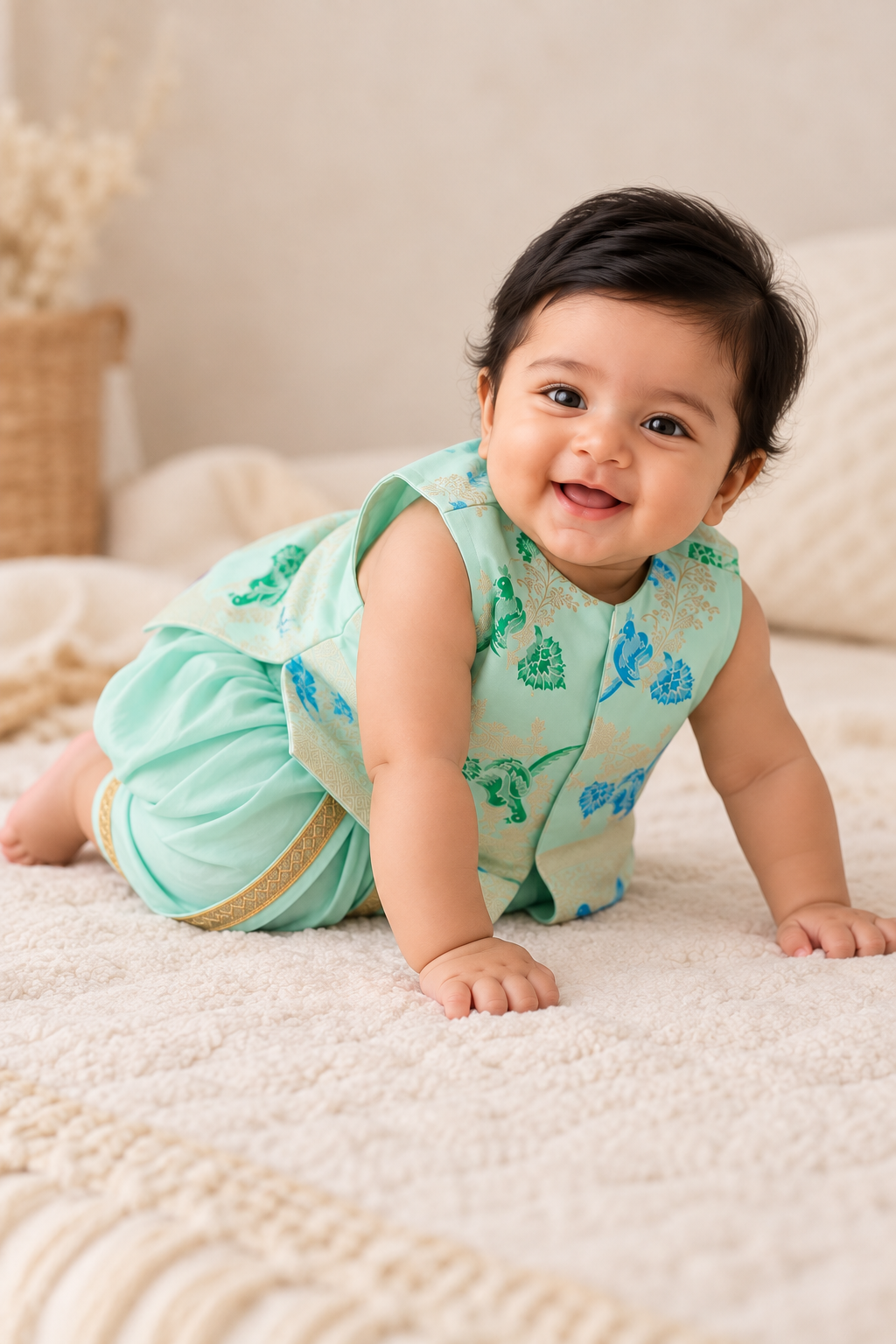 Classic Banarasi Dhoti Set - Pastel Mint