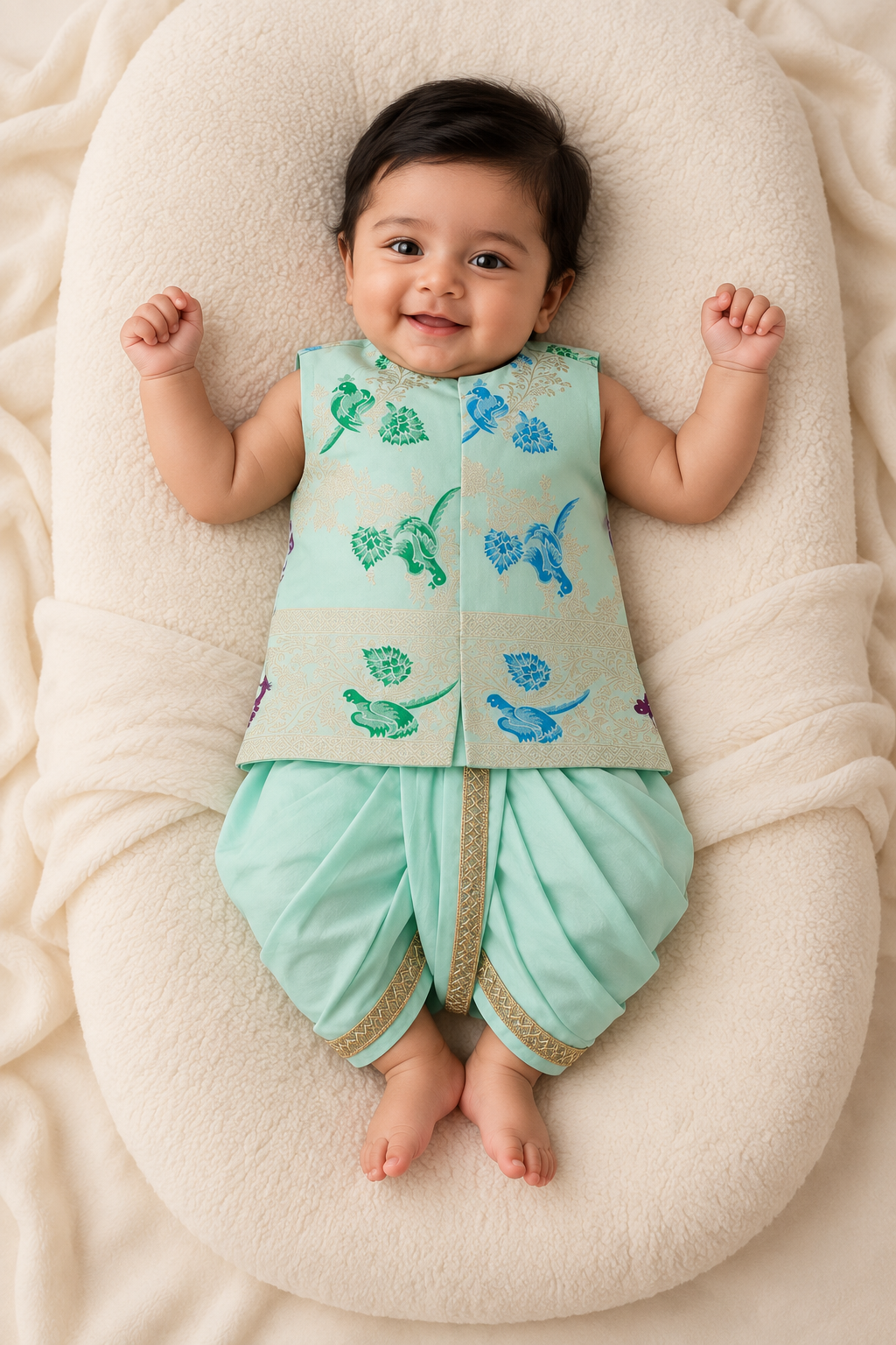 Classic Banarasi Dhoti Set - Pastel Mint