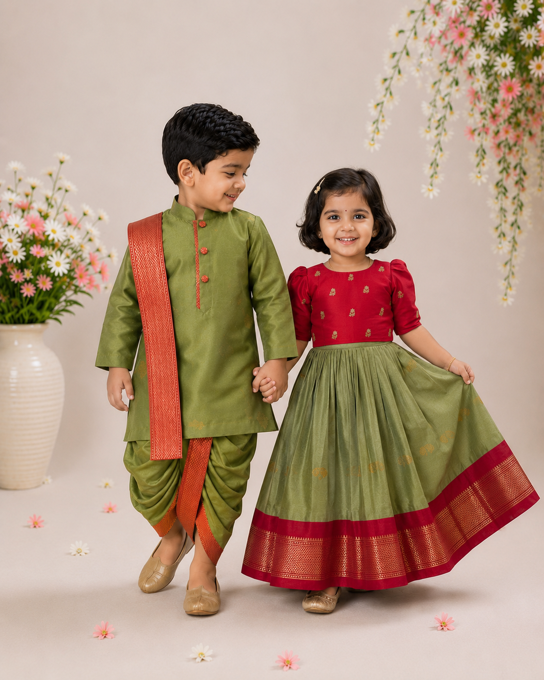 Ethnic Sibiling Set - Sage Green