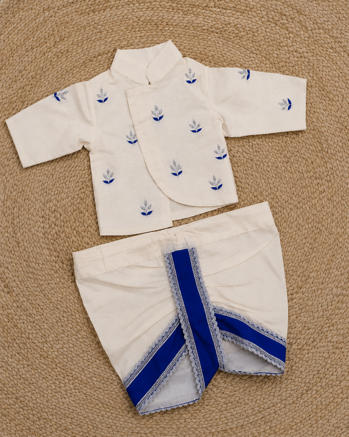 Blue Petal Dhoti Set