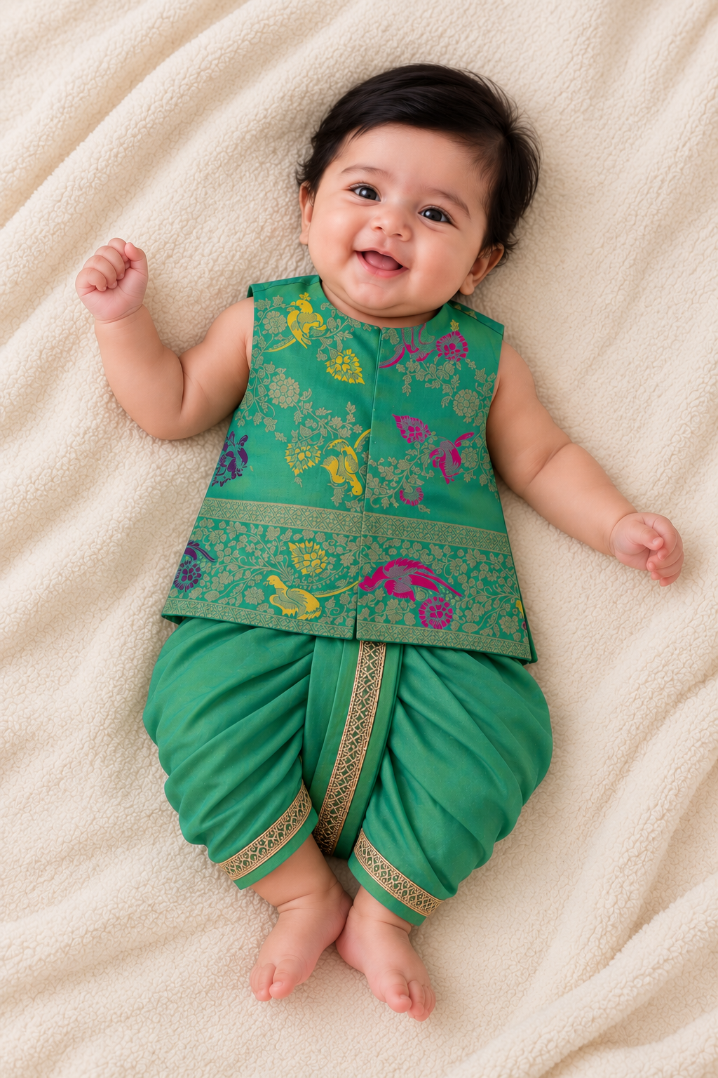 Classic Banarasi Dhoti Set - Teal Green