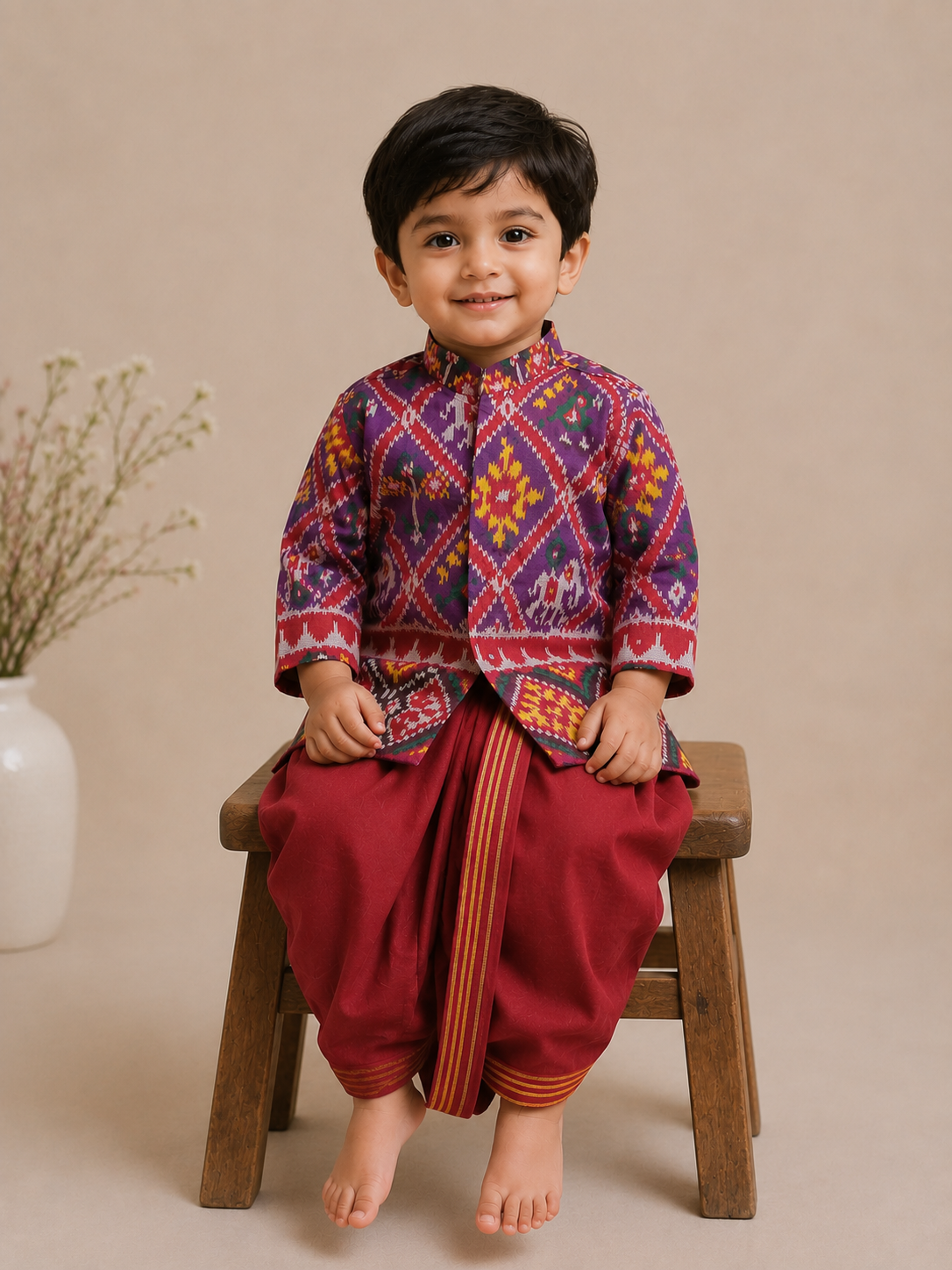 Royal Patola Dhoti Set - purple