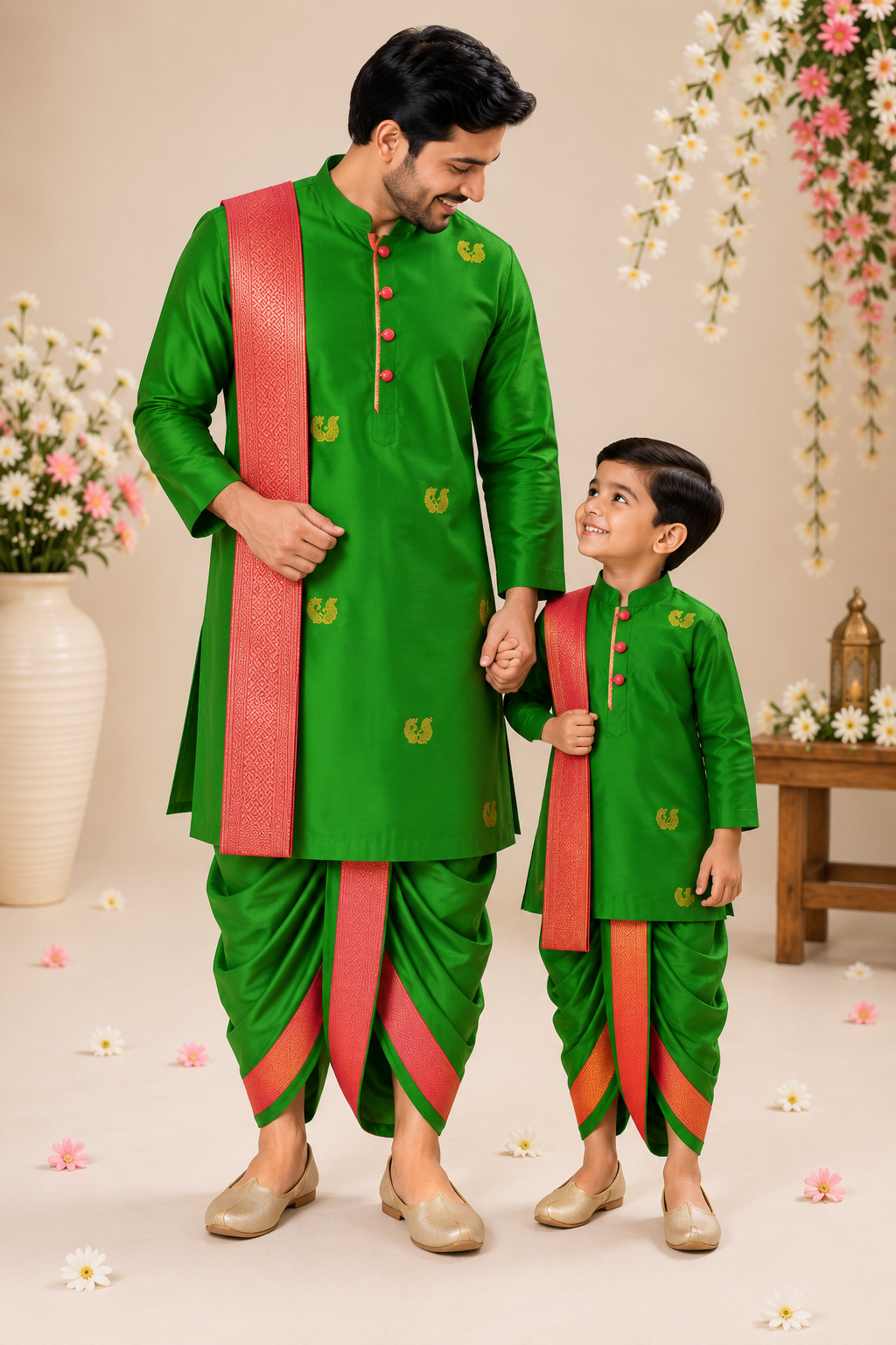 F&S Ethnic Kurta Set - Parrot Green