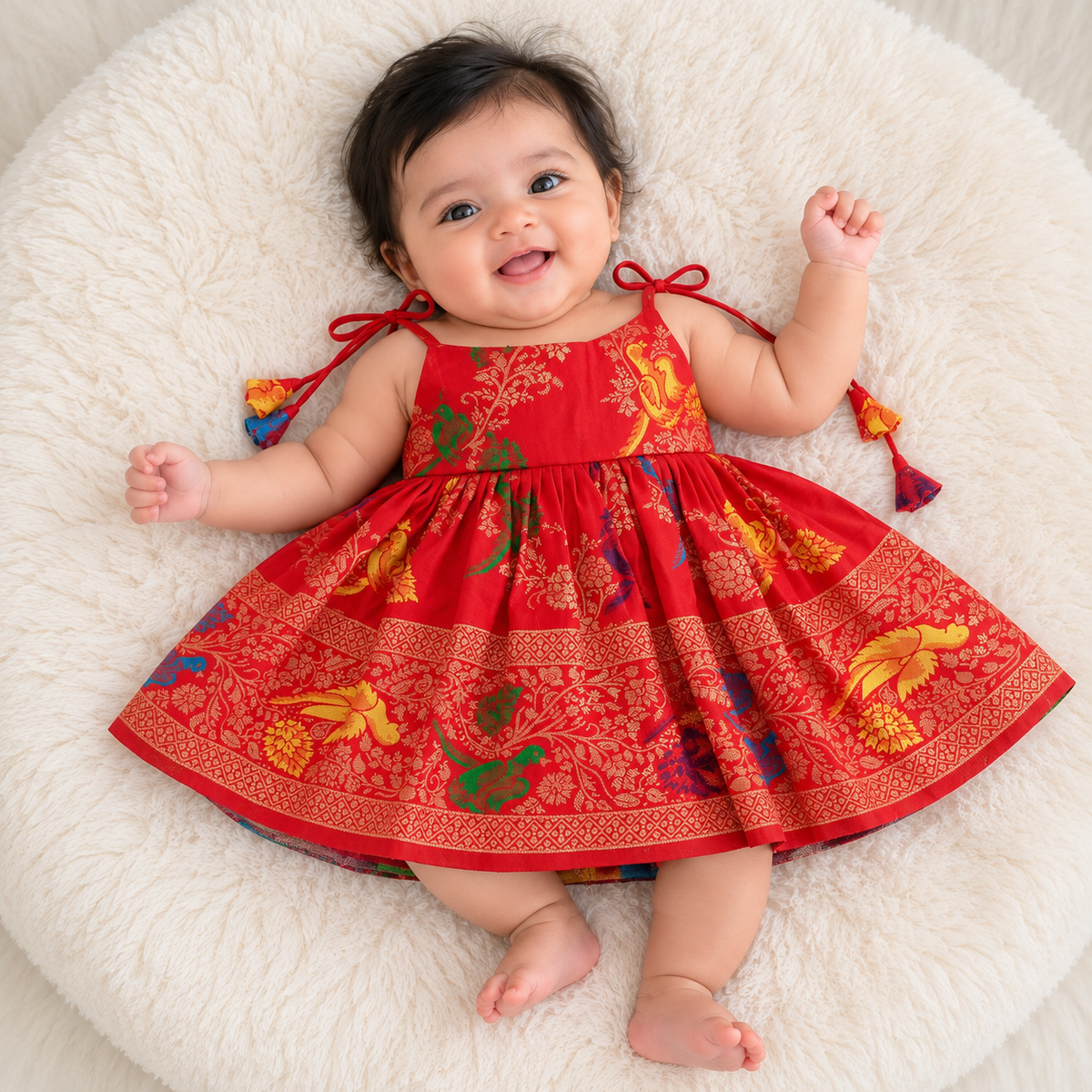 Classic Banarasi Frock - Red