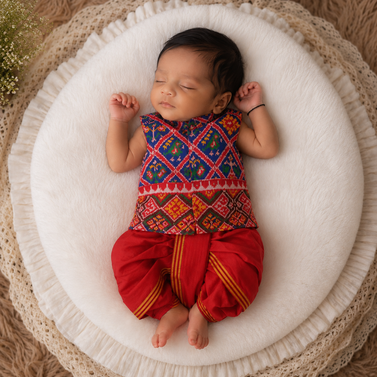 Patola mini dhothi set - Blue