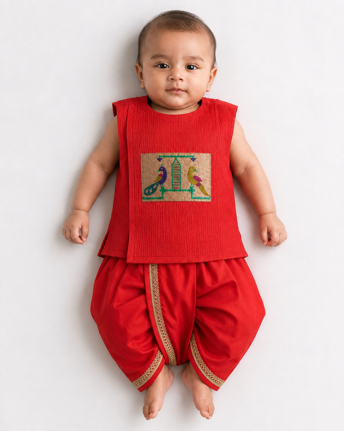 Paithani Dhoti Set - red