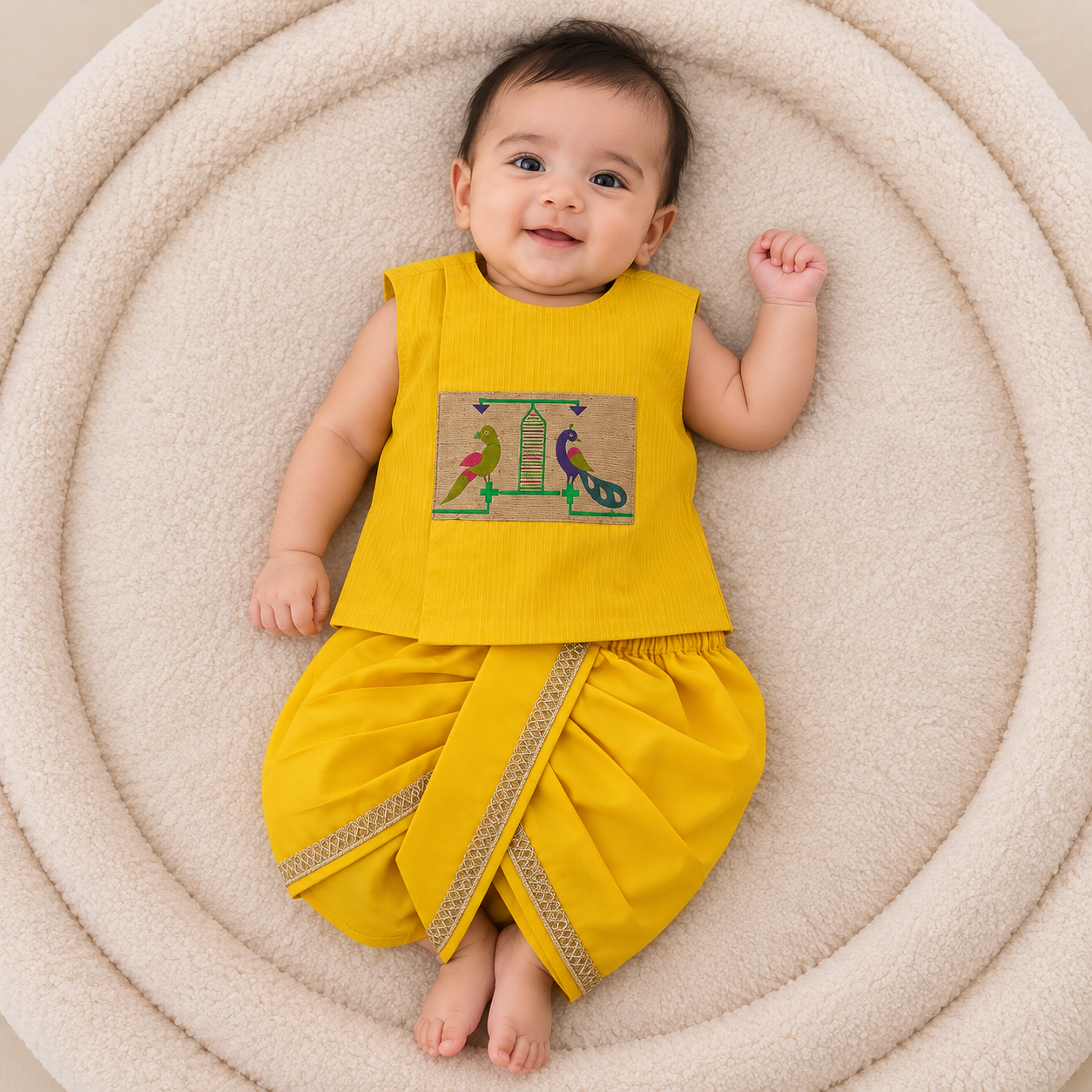 Paithani Dhoti Set - yellow