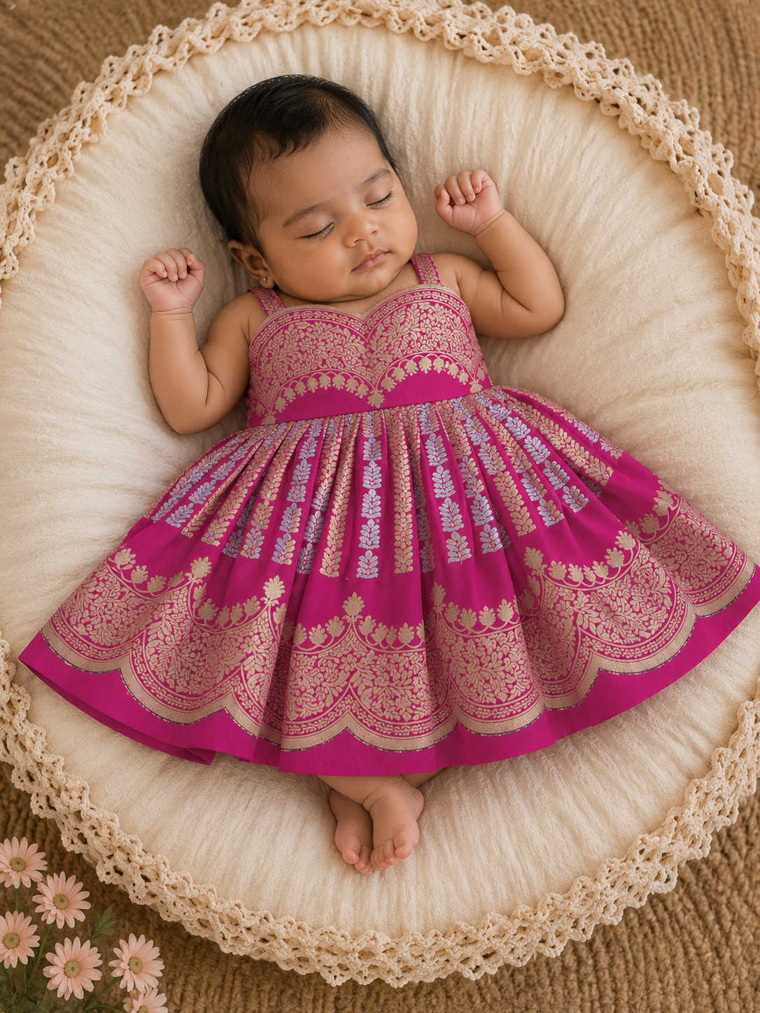 Little Banarasi Frock - Pink