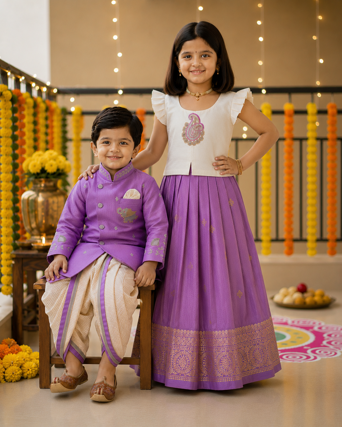Lavender Festive Sibling Set