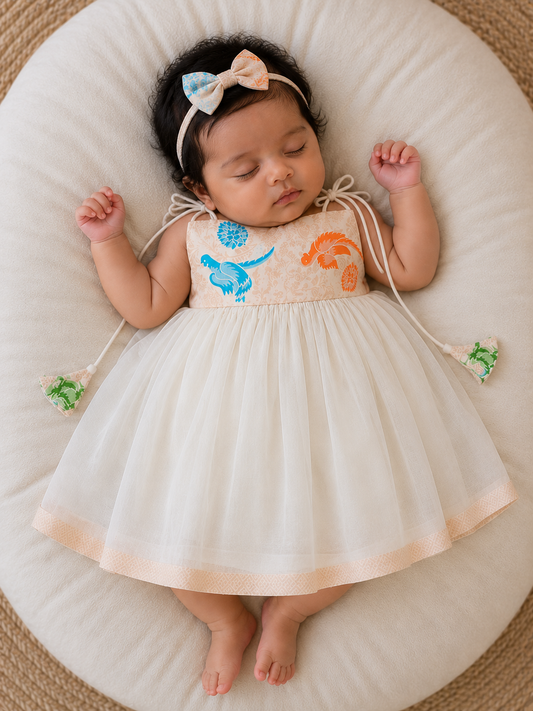 Classic Banarasi Frock - Cream