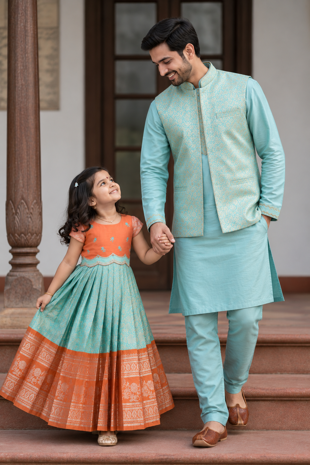 Kanjeevaram Duo F&D Set - Aqua Blue
