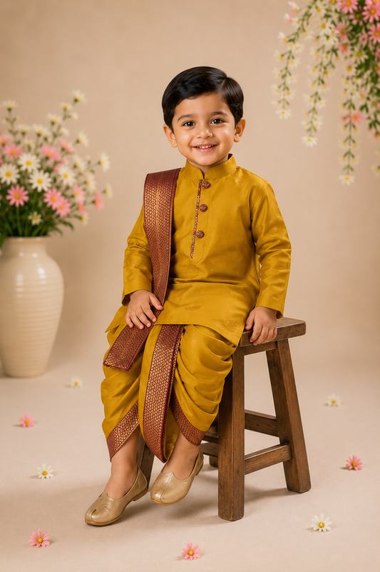 Ethnic Dhoti Kurta Set - Mustard Yellow