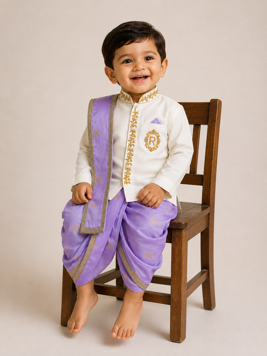 Lavender Kurta Dhoti Set