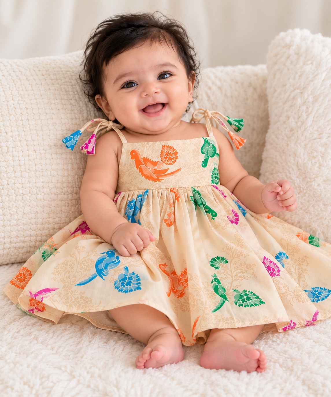 Classic Banarasi Frock - Cream