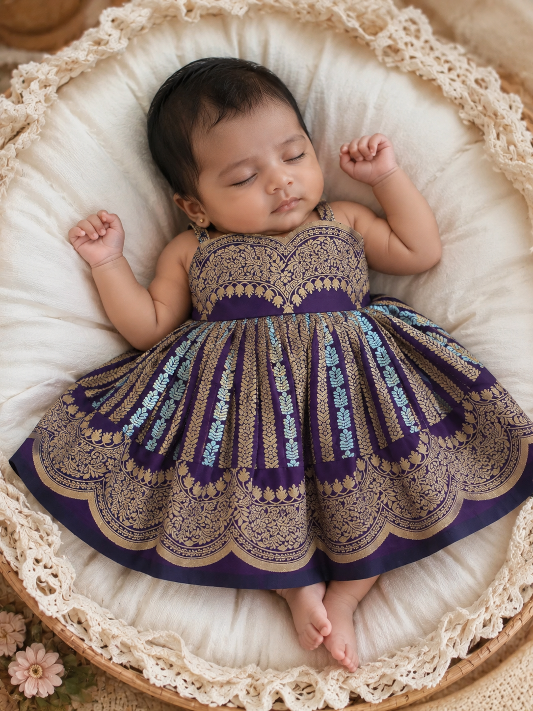 Little Banarasi Frock - Violet
