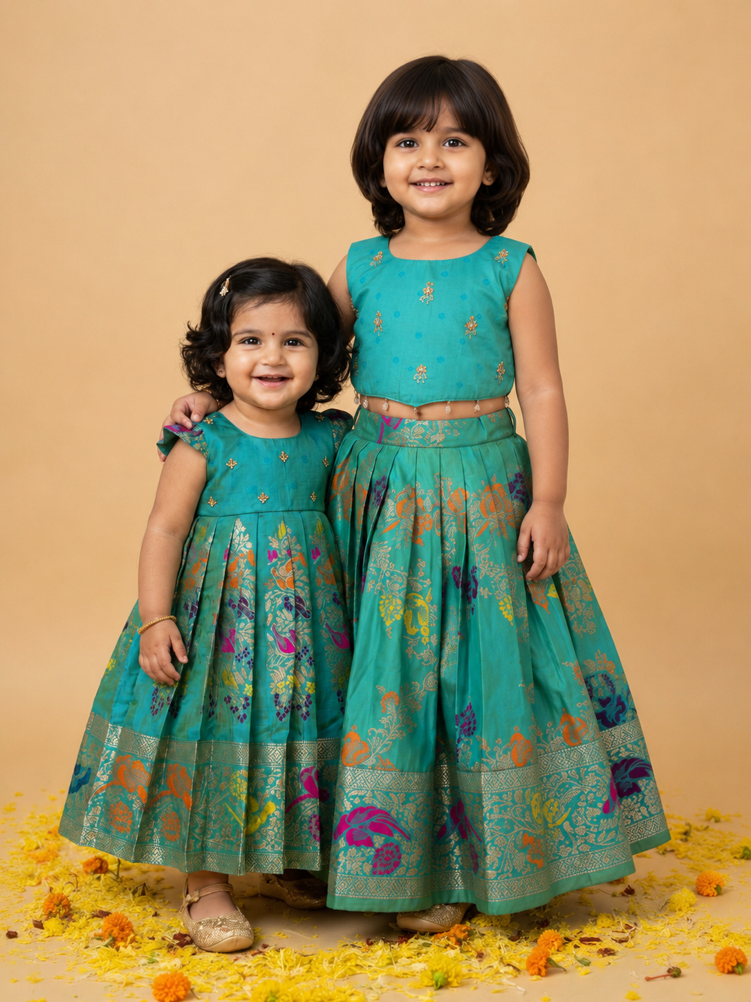 Teal Green Floral Sisters set
