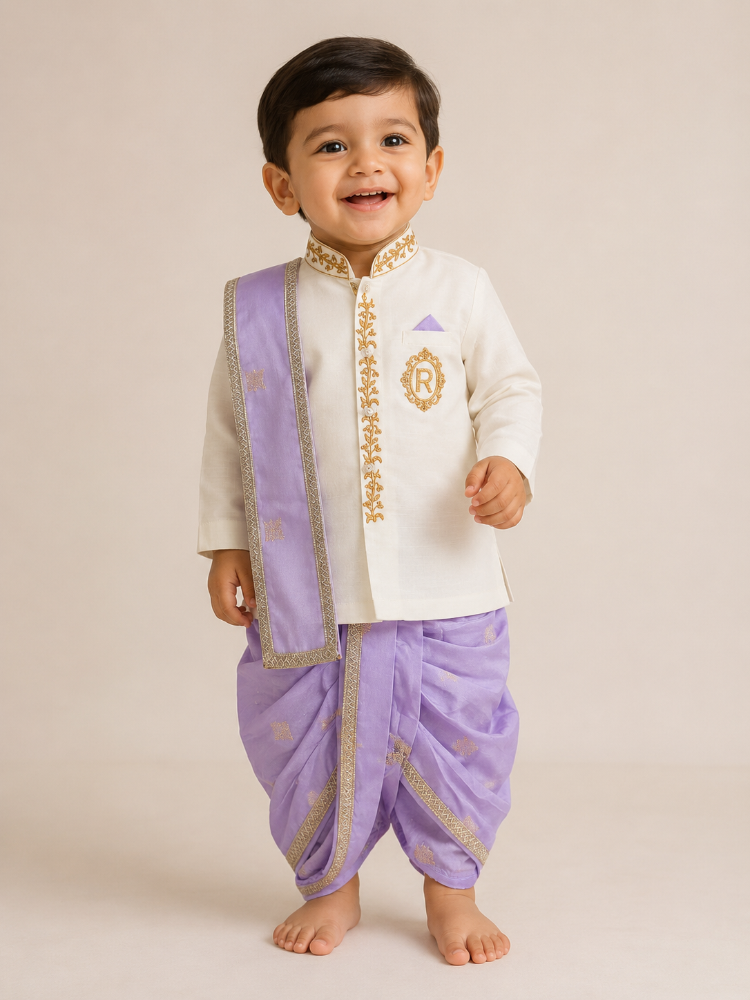 Lavender Kurta Dhoti Set