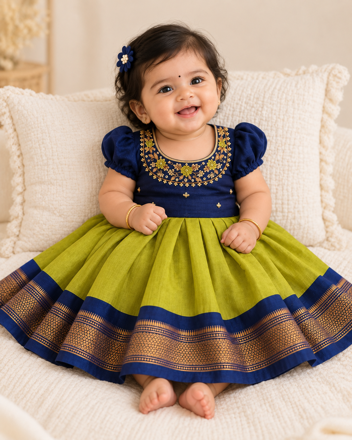Lime Green Butti Frock