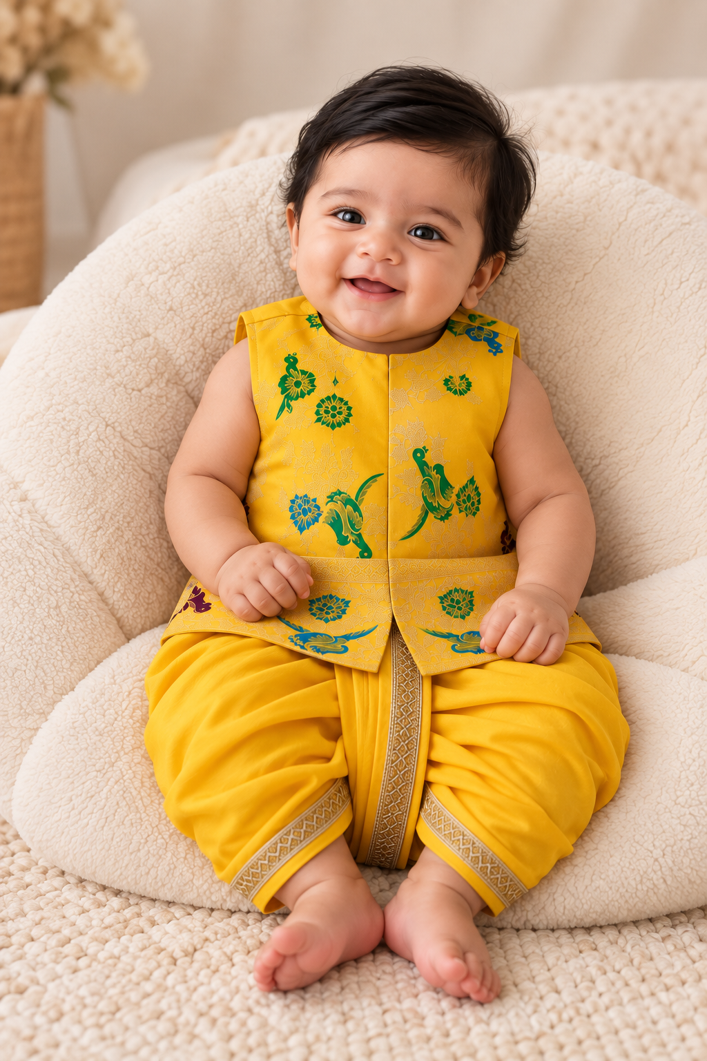 Classic Banarasi Dhoti Set - Yellow