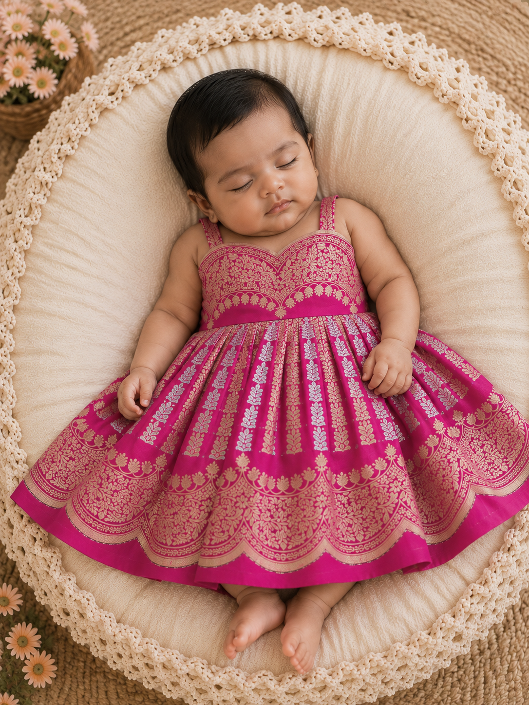 Little Banarasi Frock - Pink